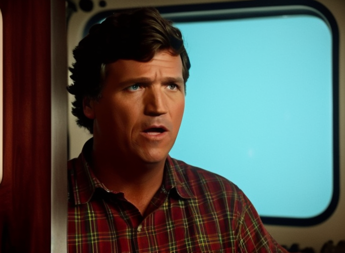 04318-2821404656-movie still of tuckercarlson person wearing flag jumpsuit low wide angle shot delivering holding a Percolatoron a spaceship with.png